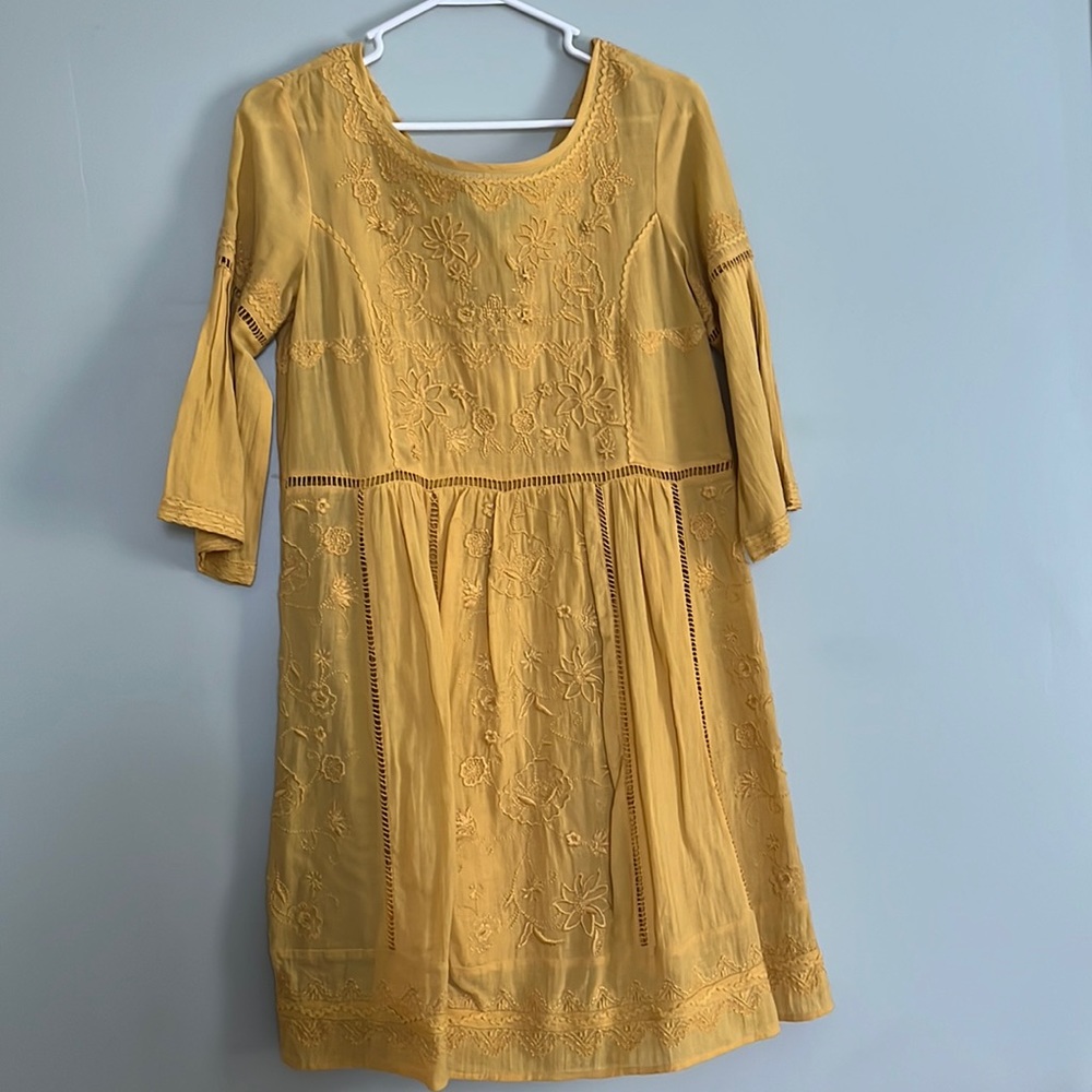Anthro yellow long sleeve sun dress